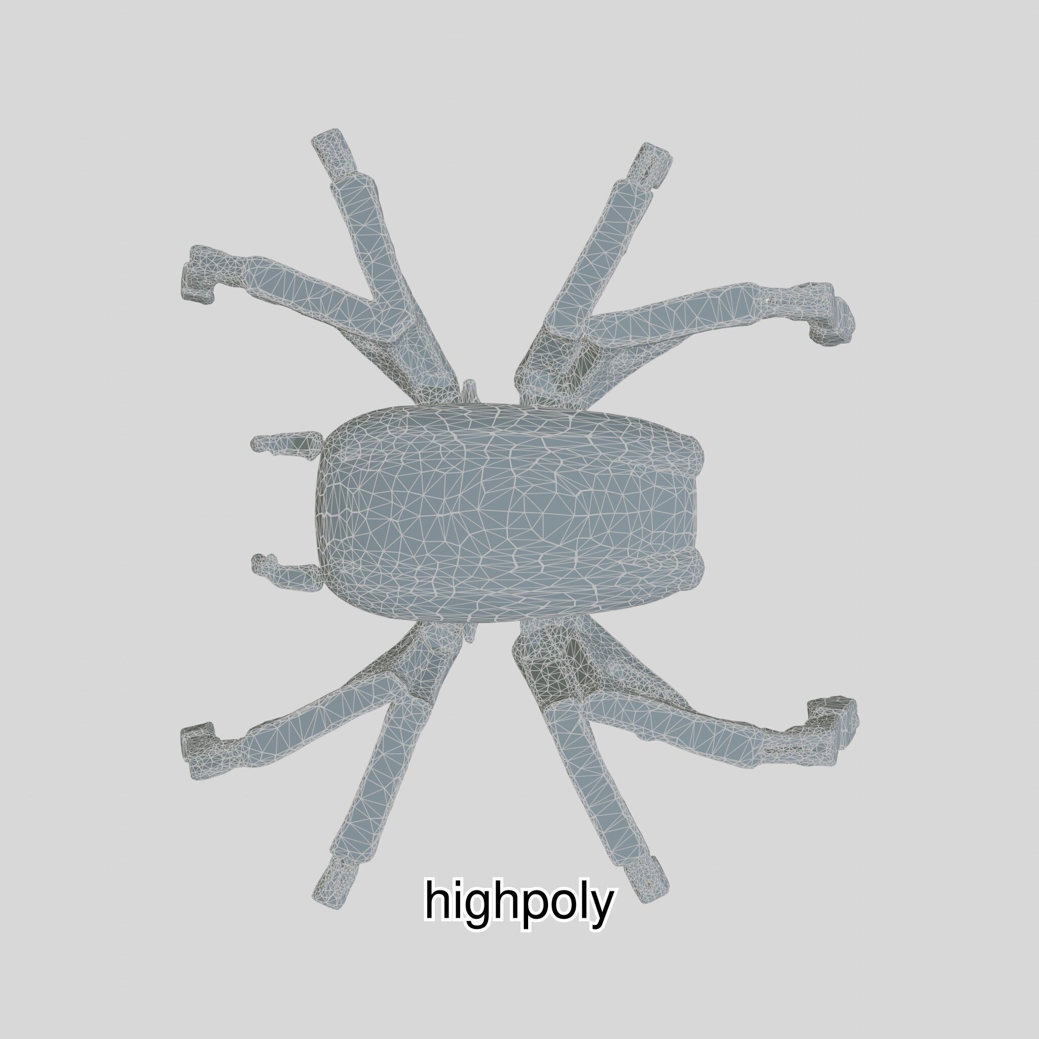 Futuristic Mechanized Spider Robot Design Low-poly 3D model_5