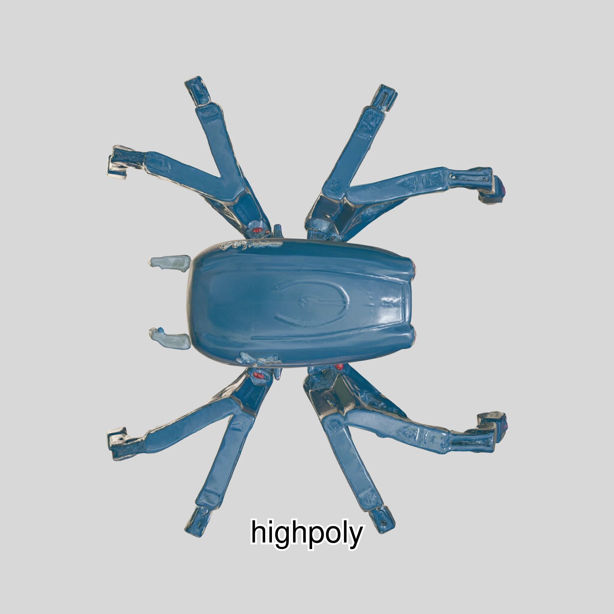 Futuristic Mechanized Spider Robot Design Low-poly 3D model_8