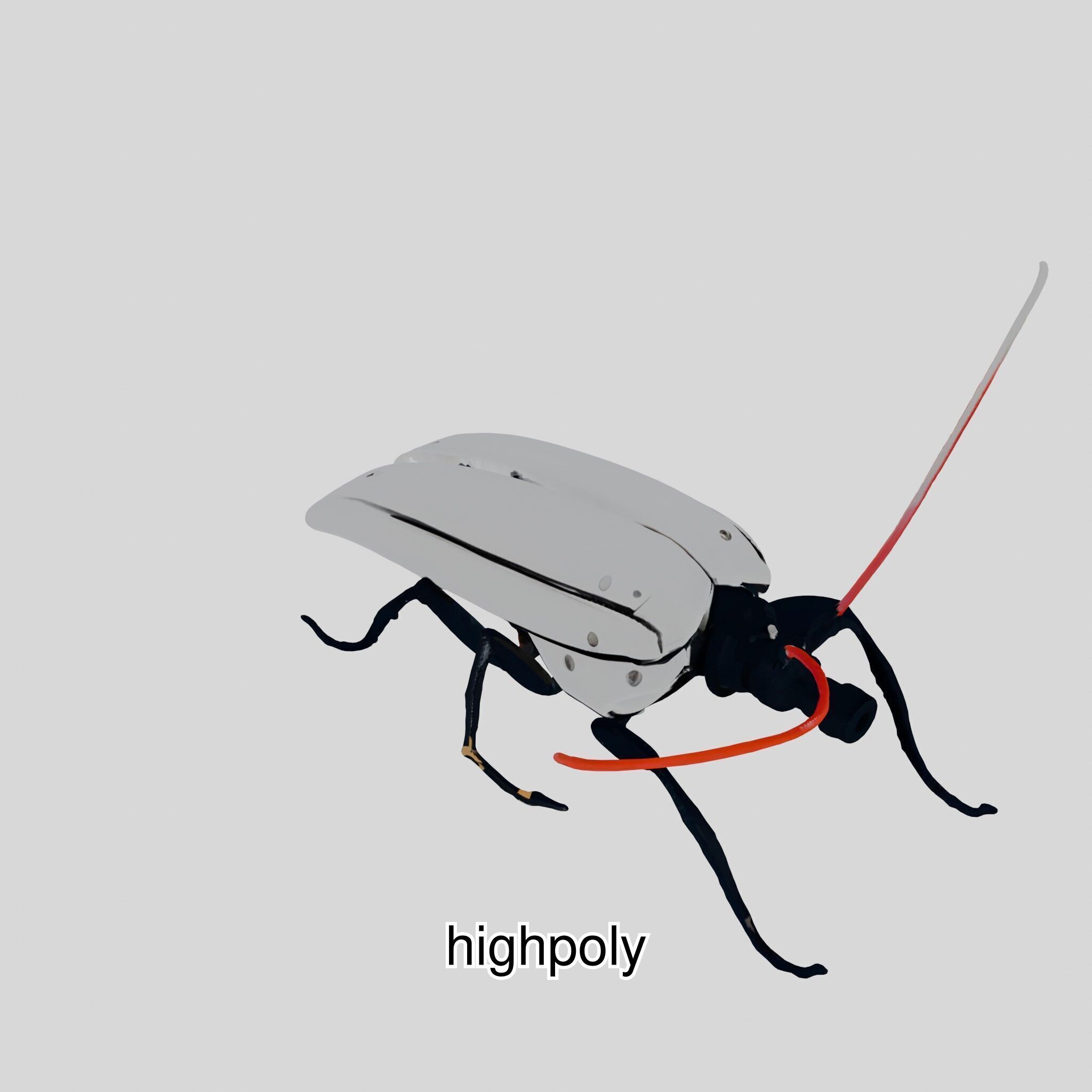 Futuristic Robotic Cockroach Model Low-poly 3D model_13