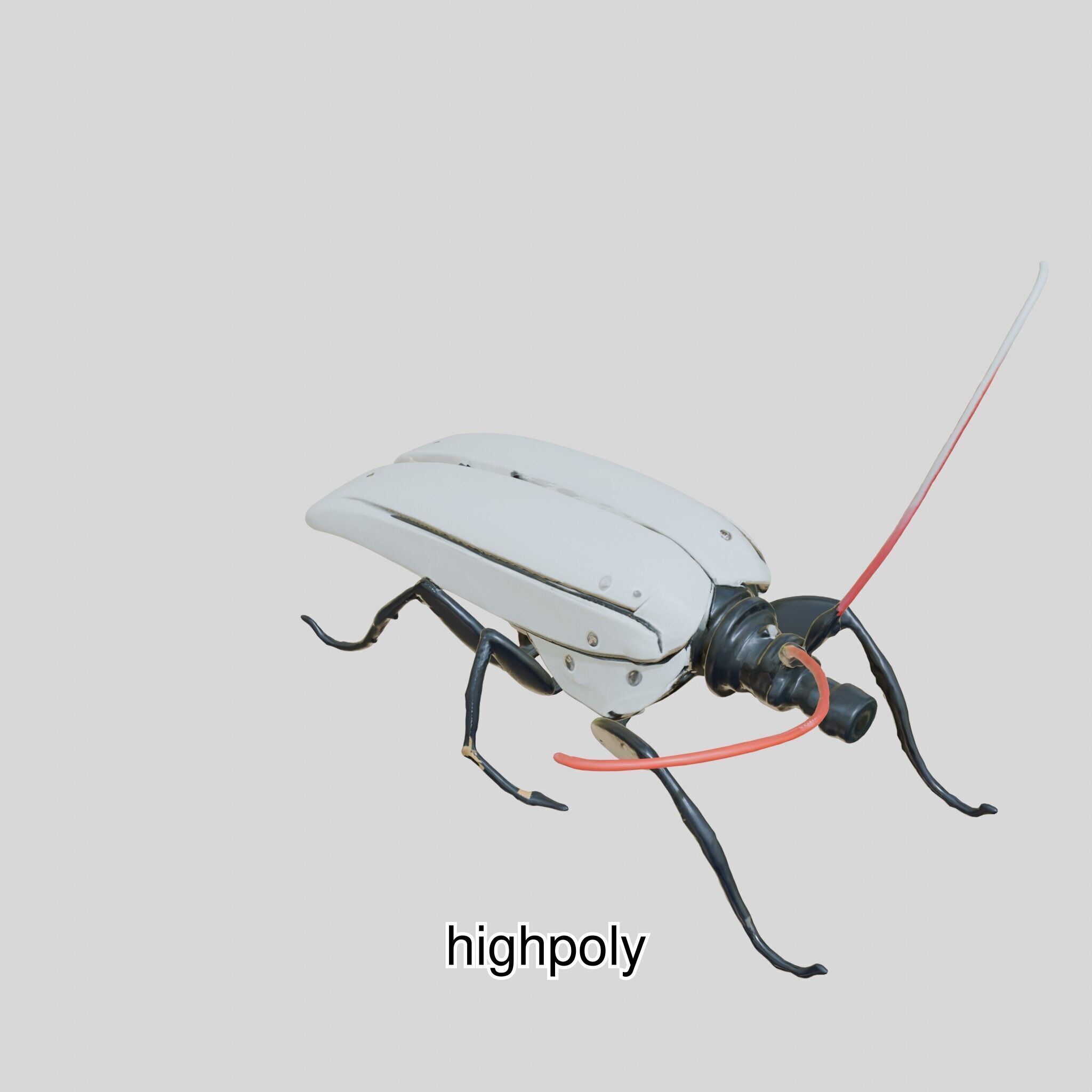Futuristic Robotic Cockroach Model Low-poly 3D model_4