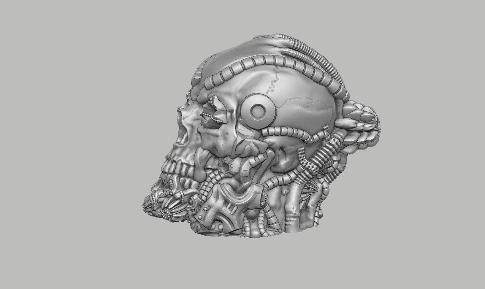 Robot Skull Headphone Stand Cyborg Headset Stand 3D print model_11