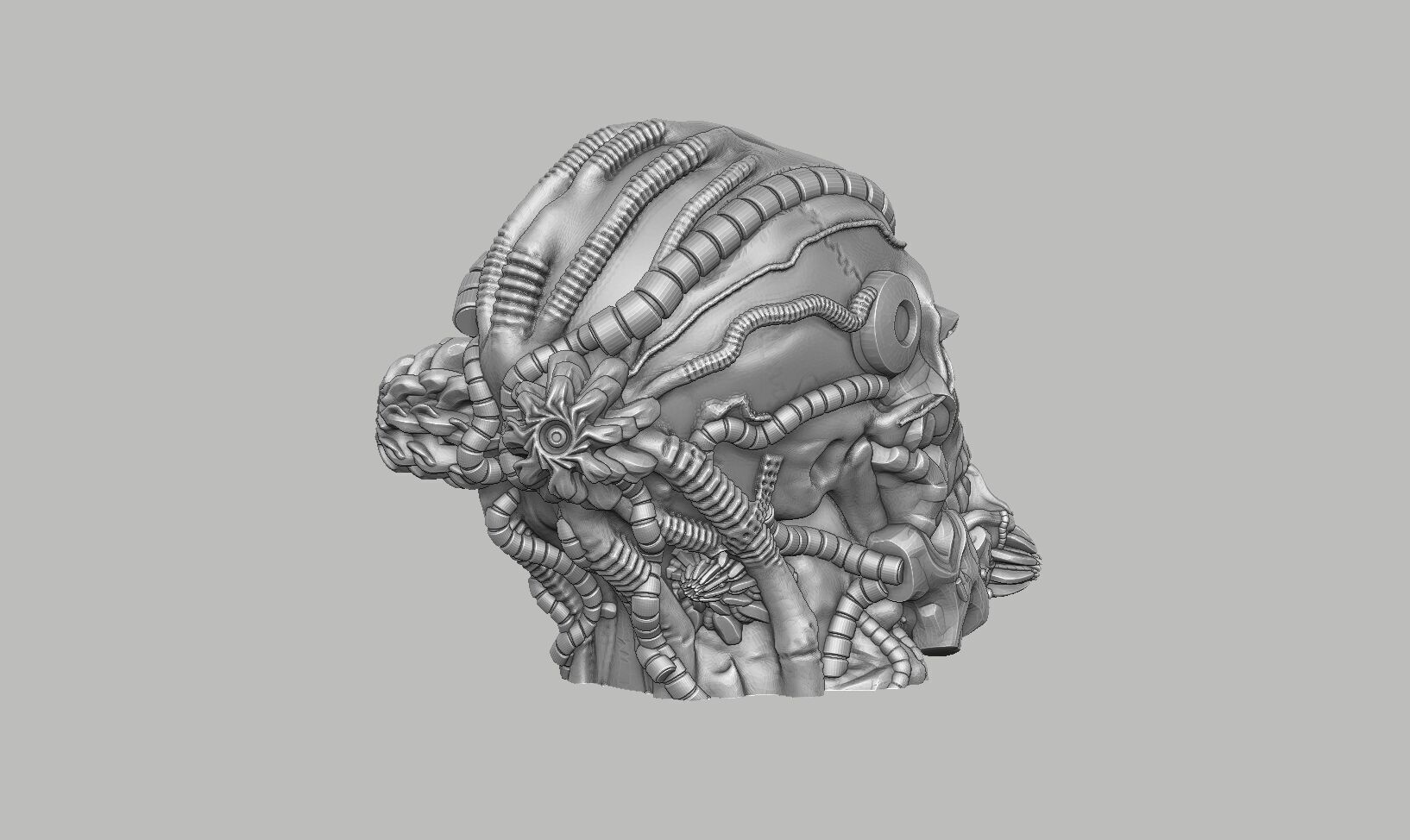 Robot Skull Headphone Stand Cyborg Headset Stand 3D print model_9