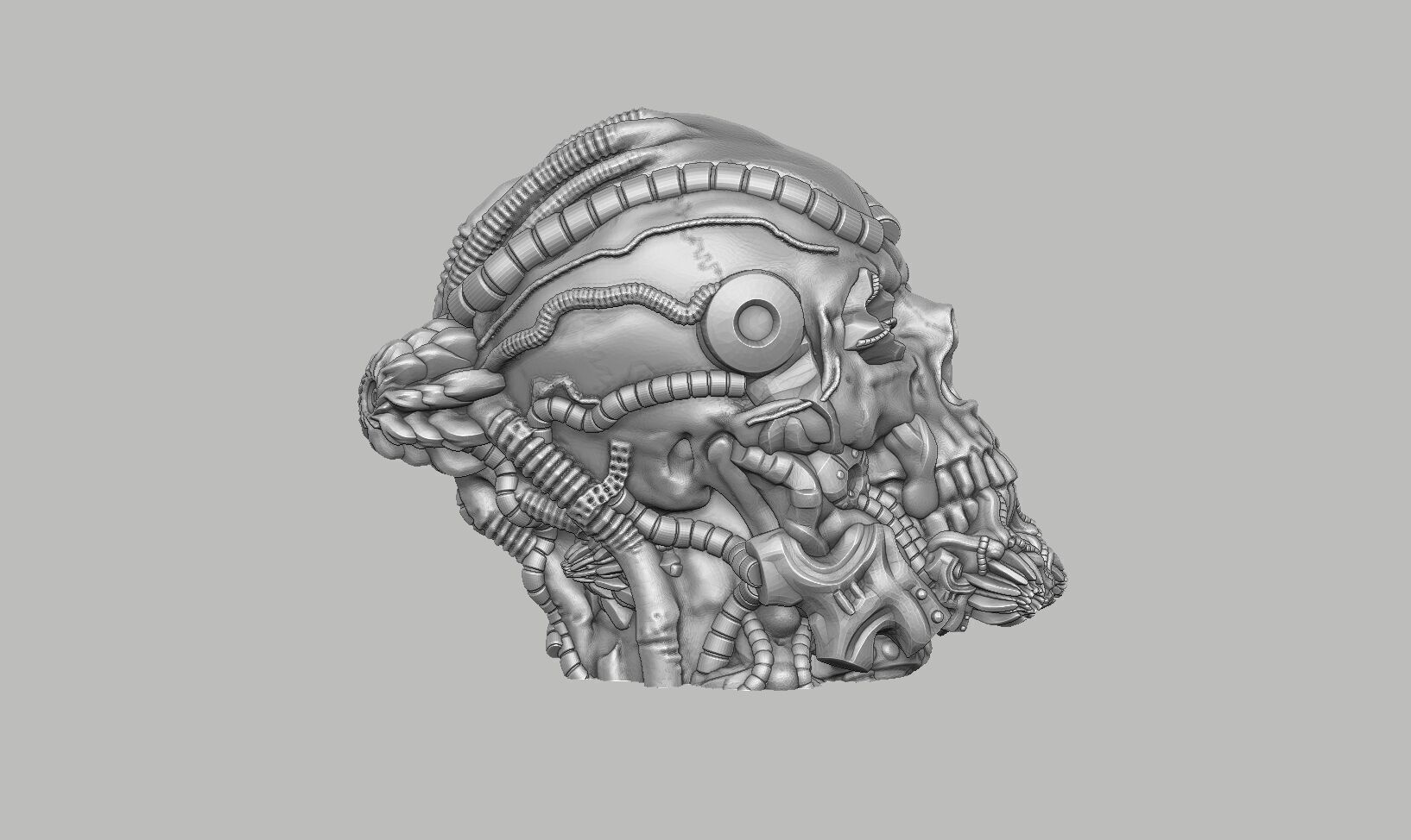 Robot Skull Headphone Stand Cyborg Headset Stand 3D print model_8