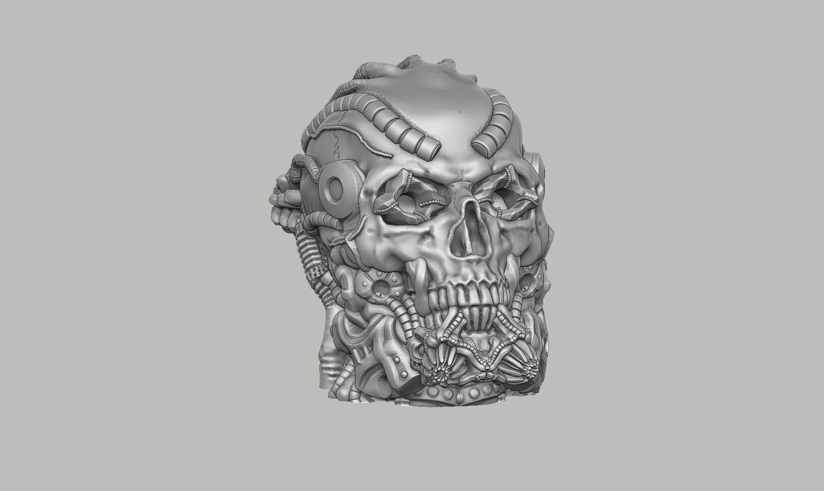 Robot Skull Headphone Stand Cyborg Headset Stand 3D print model_6