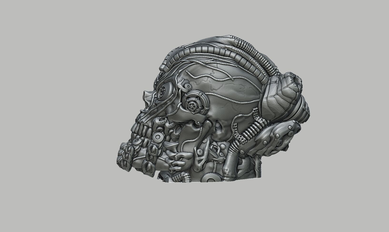 Robot Skull Headphone Stand Cyborg Headset Stand 3D print model_10