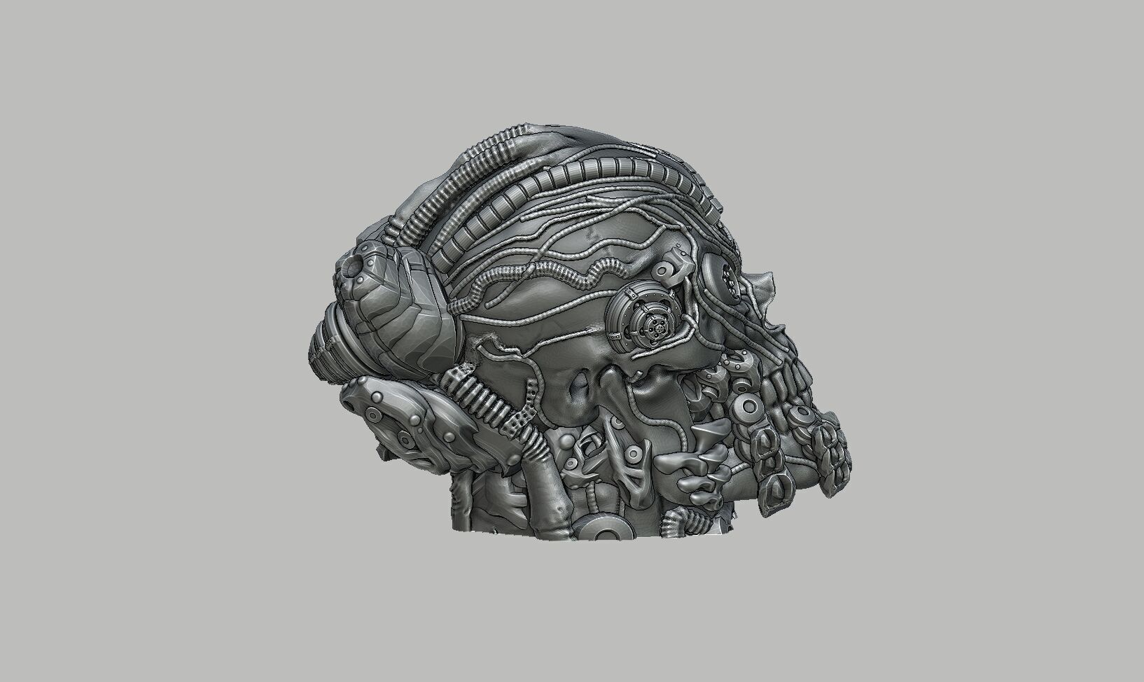 Robot Skull Headphone Stand Cyborg Headset Stand 3D print model_8