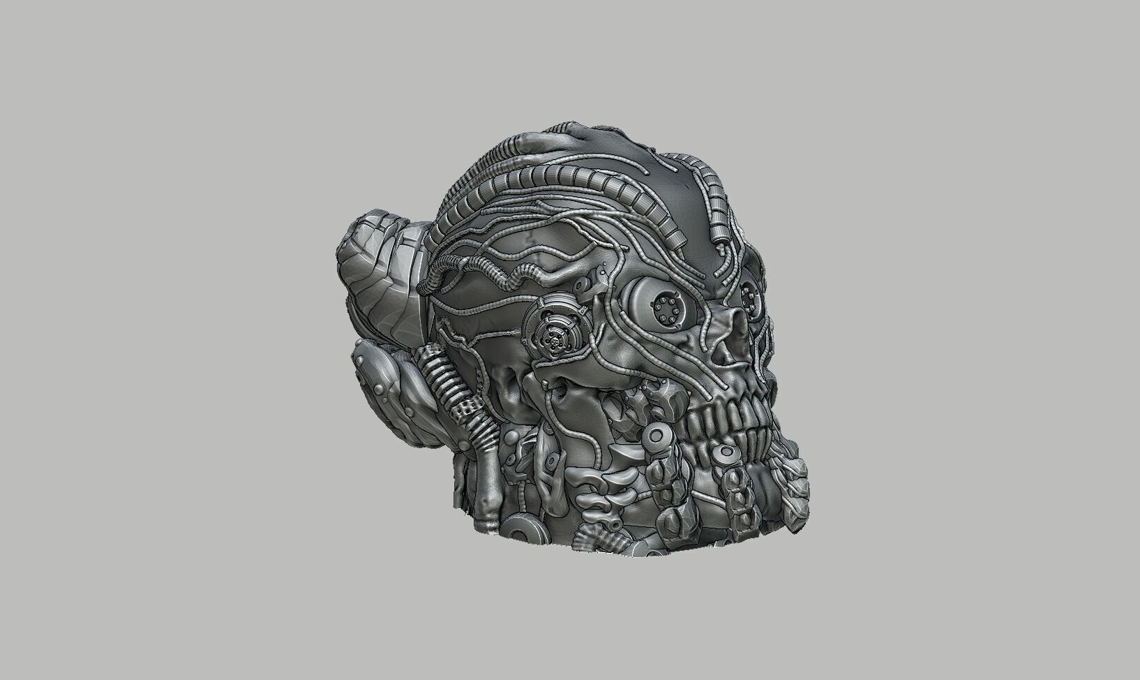 Robot Skull Headphone Stand Cyborg Headset Stand 3D print model_7