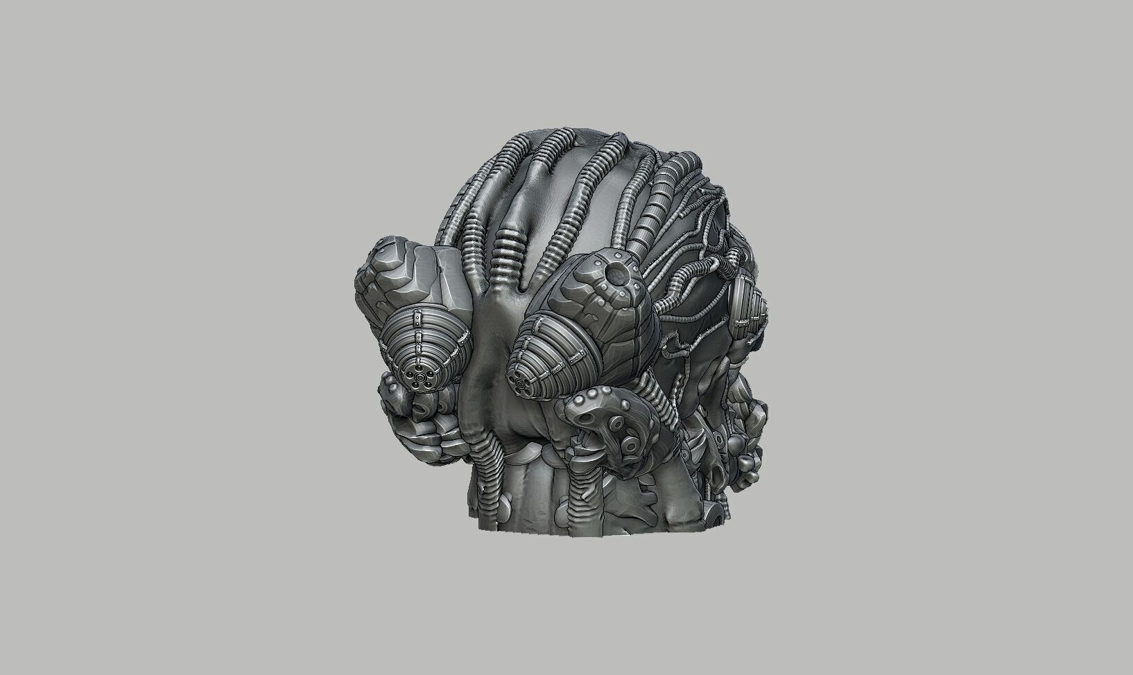 Robot Skull Headphone Stand Cyborg Headset Stand 3D print model_9