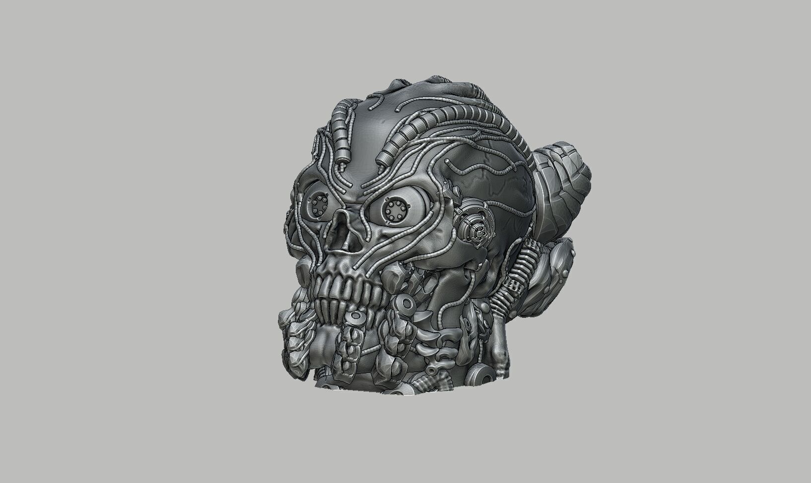 Robot Skull Headphone Stand Cyborg Headset Stand 3D print model_11