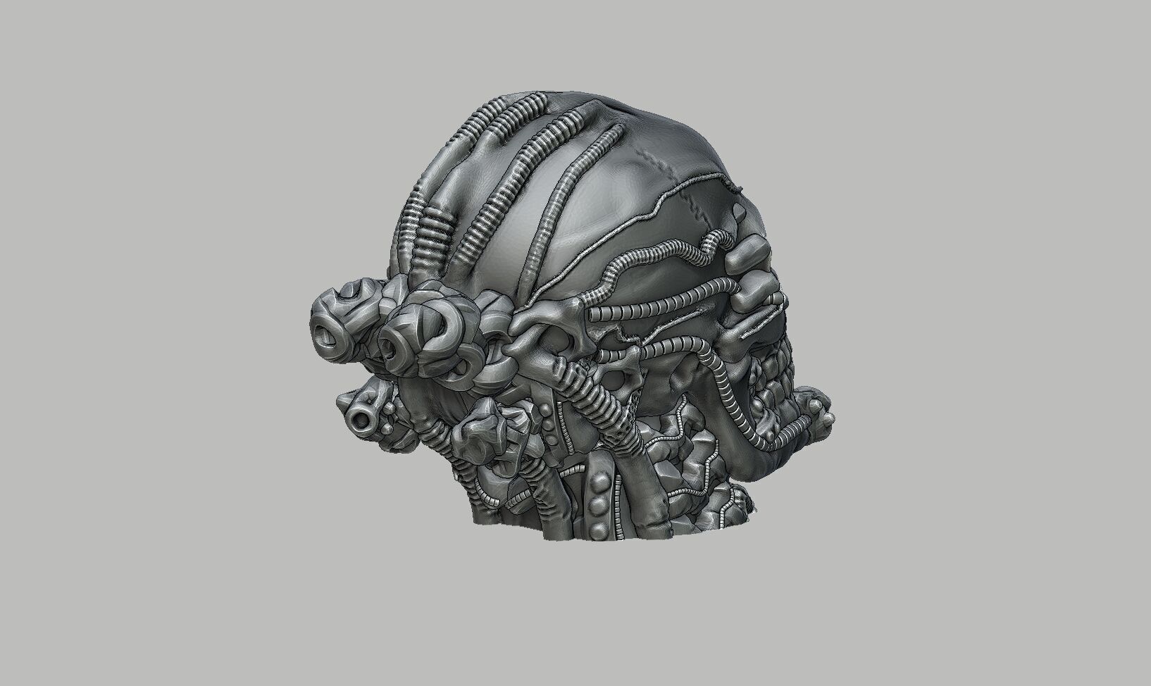 Robot Skull Headphone Stand Cyborg Headset Stand 3D print model_9