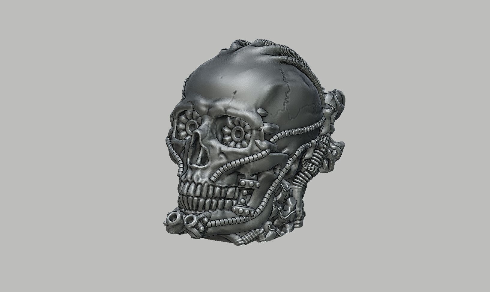 Robot Skull Headphone Stand Cyborg Headset Stand 3D print model_10