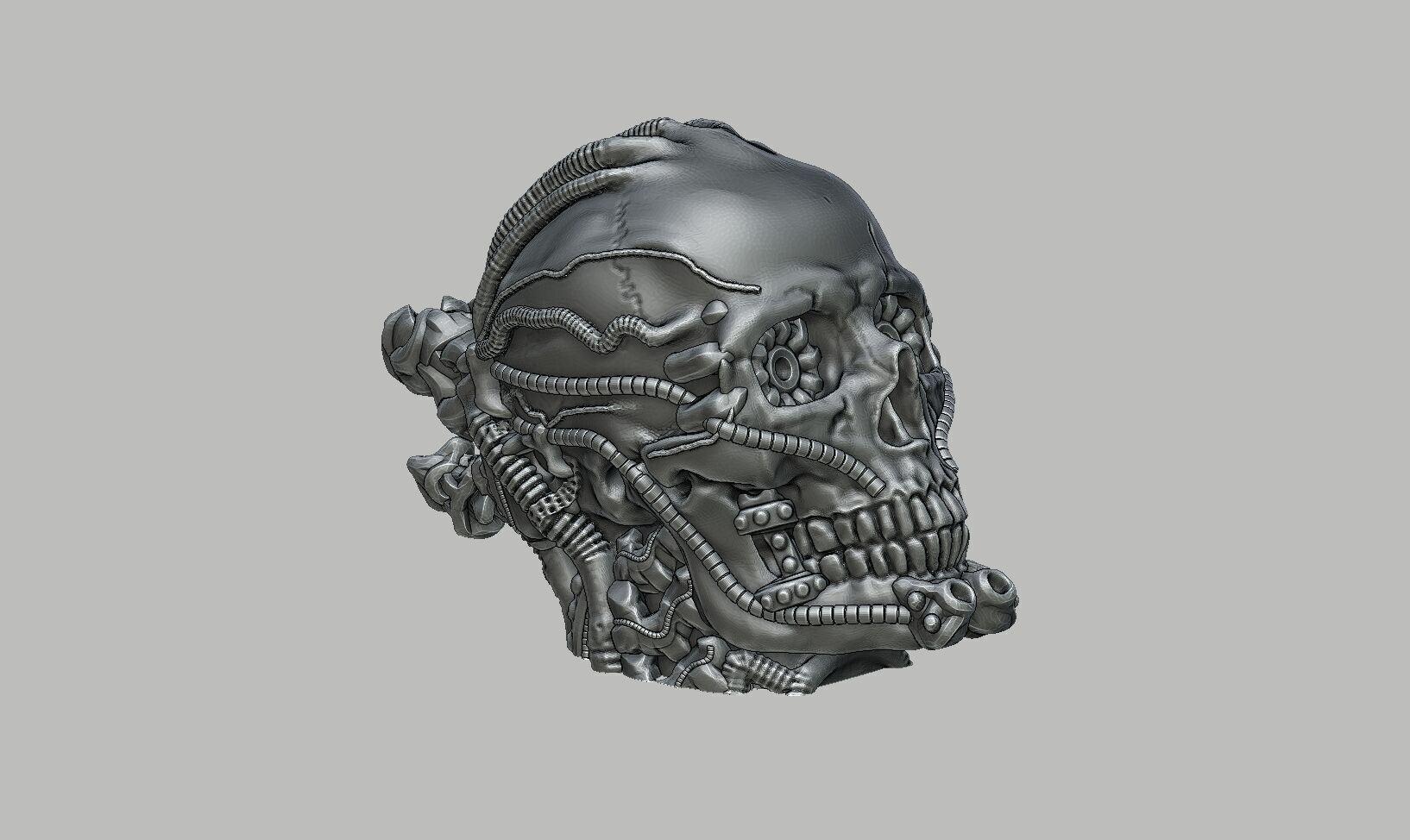 Robot Skull Headphone Stand Cyborg Headset Stand 3D print model_7