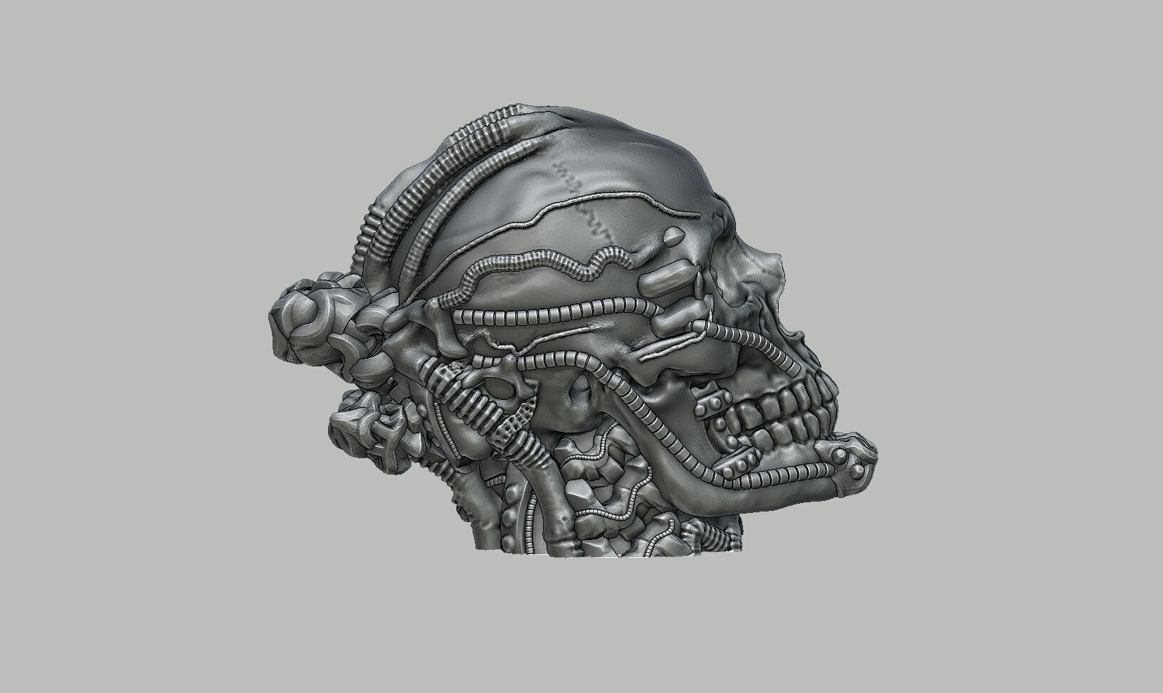 Robot Skull Headphone Stand Cyborg Headset Stand 3D print model_8