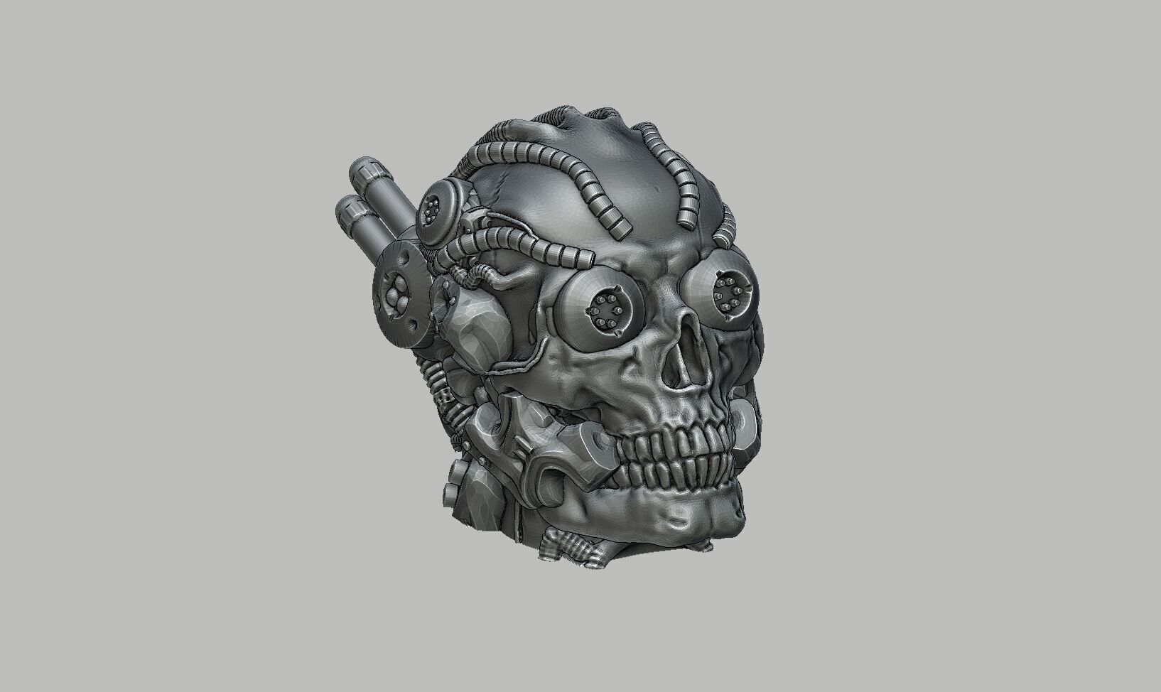 Robot Skull Headphone Stand Cyborg Headset Stand 3D print model_6