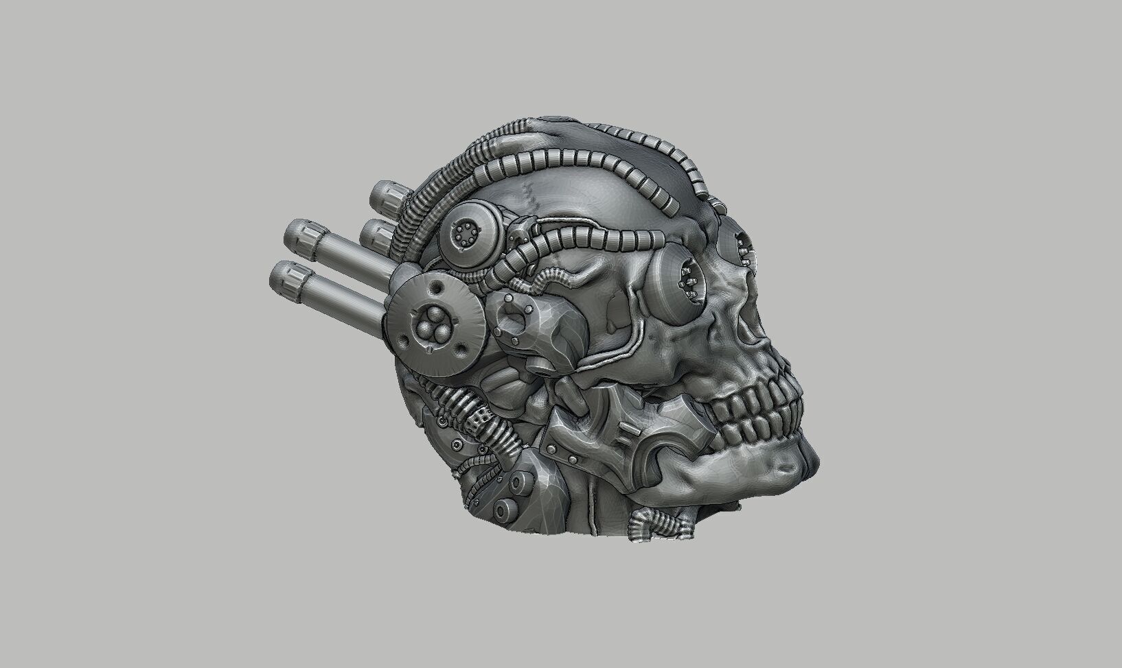 Robot Skull Headphone Stand Cyborg Headset Stand 3D print model_7