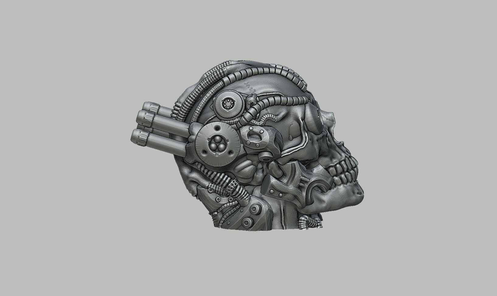 Robot Skull Headphone Stand Cyborg Headset Stand 3D print model_8