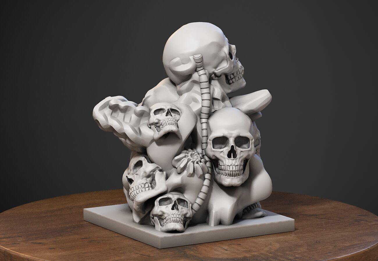 Modern abstract skull robot form  Modern abstract skull tobot  3D print model_3