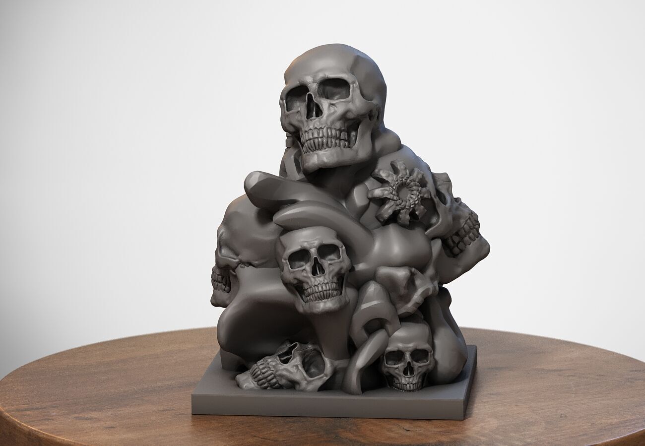 Modern abstract skull robot form  Modern abstract skull tobot  3D print model_2