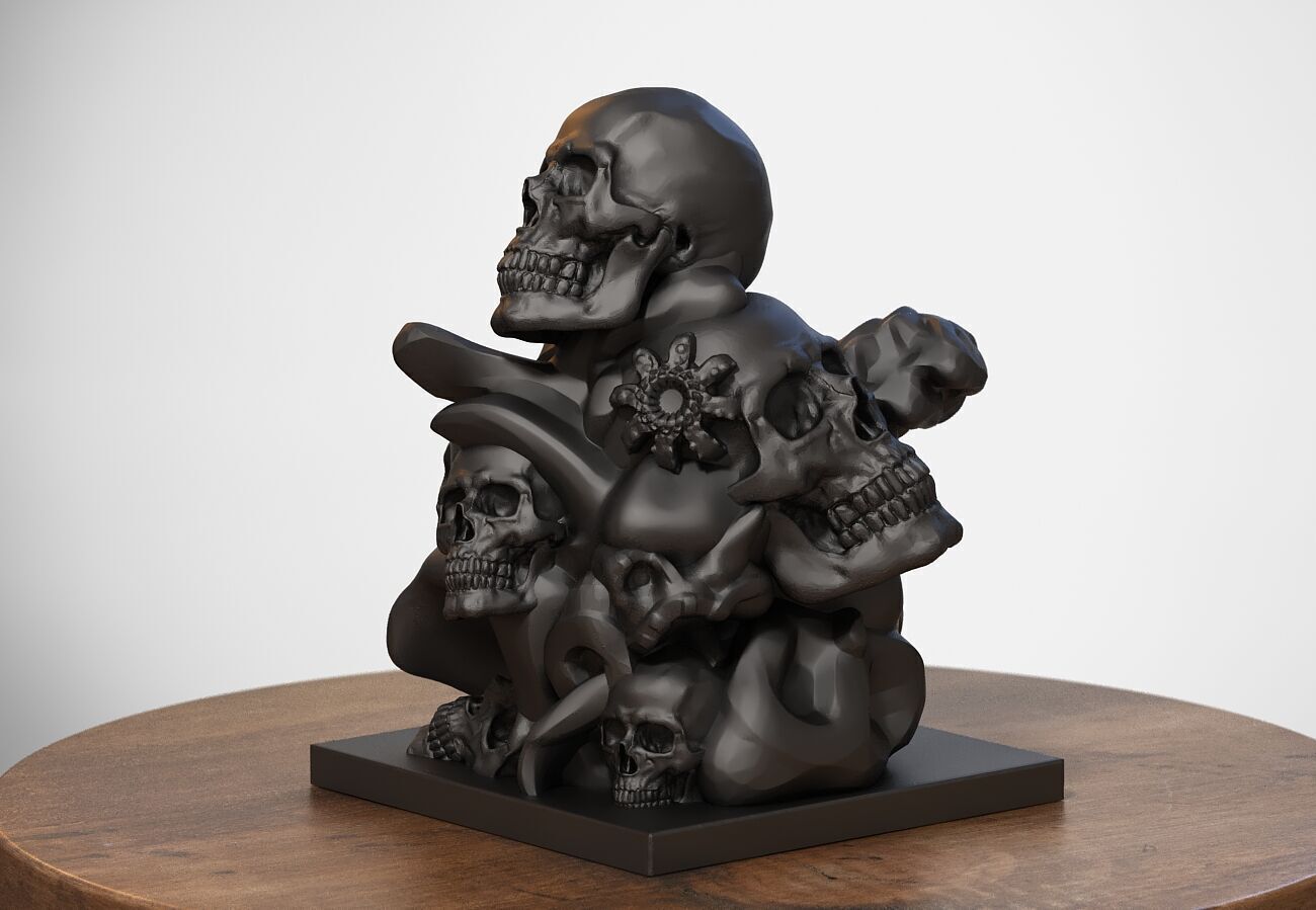 Modern abstract skull robot form  Modern abstract skull tobot  3D print model_1