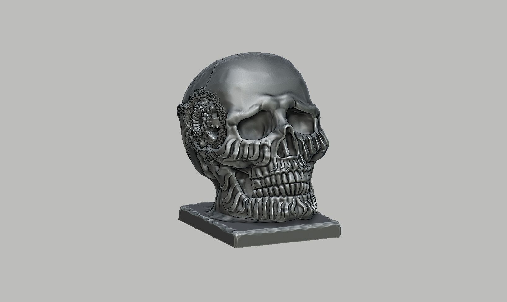 Robot Skull Headphone Stand Cyborg Headset Stand 3D print model_7