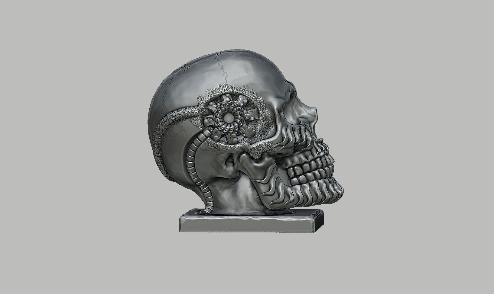 Robot Skull Headphone Stand Cyborg Headset Stand 3D print model_9