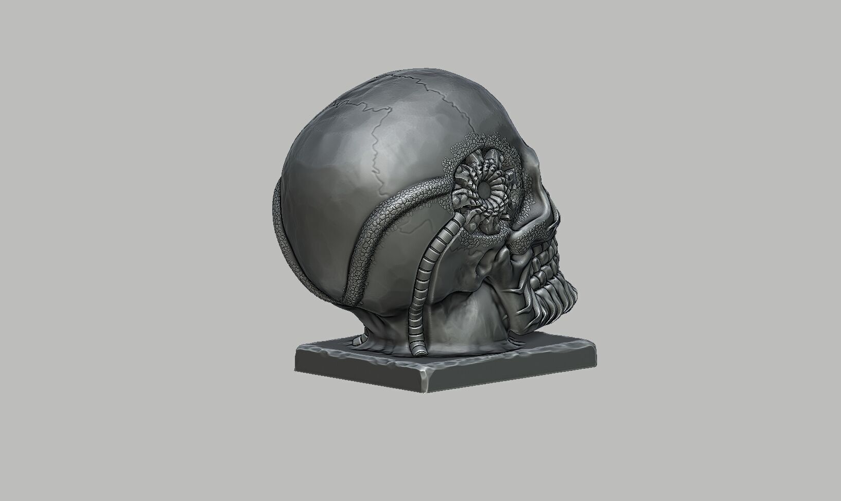 Robot Skull Headphone Stand Cyborg Headset Stand 3D print model_10