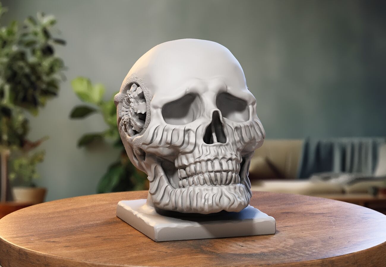 Robot Skull Headphone Stand Cyborg Headset Stand 3D print model_5