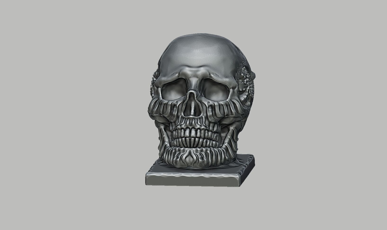 Robot Skull Headphone Stand Cyborg Headset Stand 3D print model_12