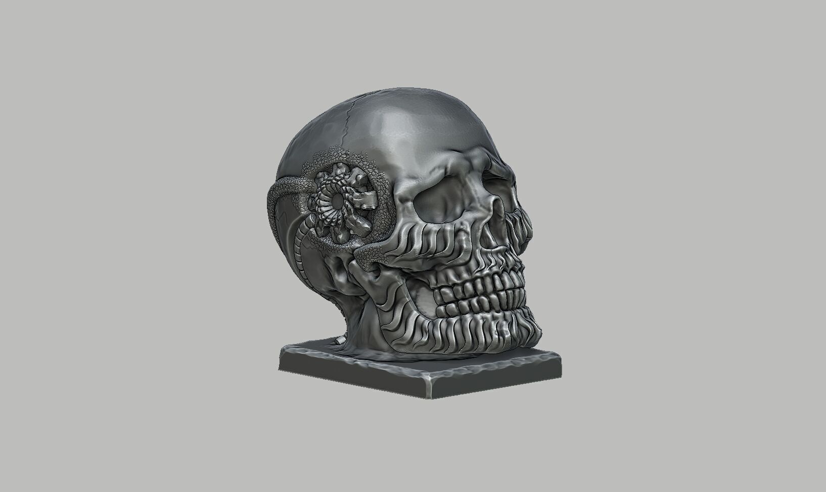 Robot Skull Headphone Stand Cyborg Headset Stand 3D print model_8