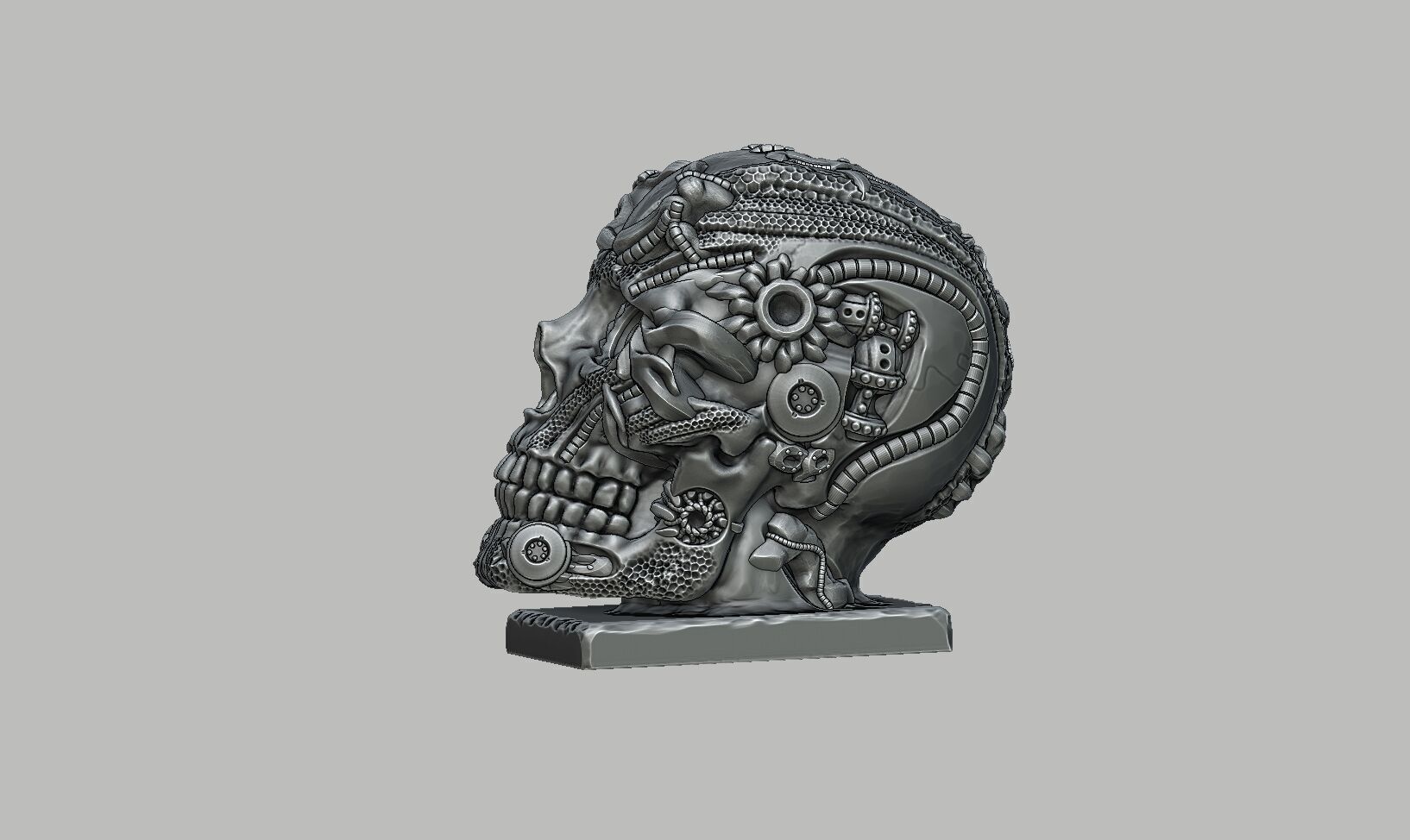 Robot Skull Headphone Stand Cyborg Headset Stand 3D print model_10