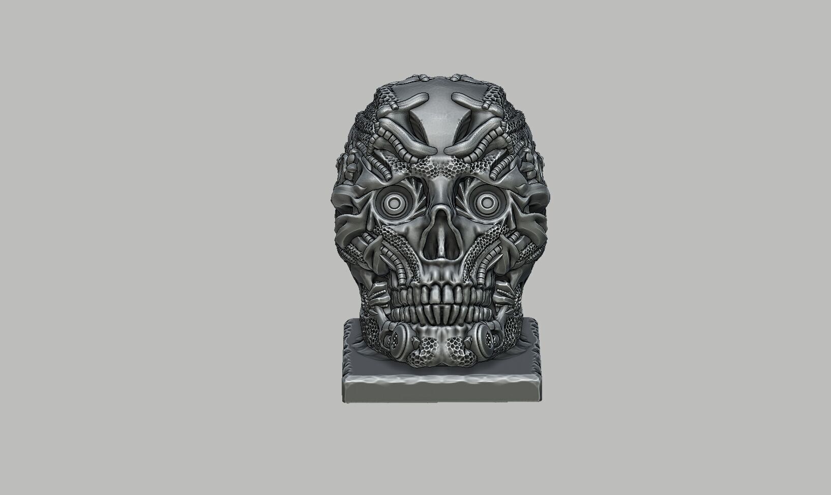 Robot Skull Headphone Stand Cyborg Headset Stand 3D print model_11