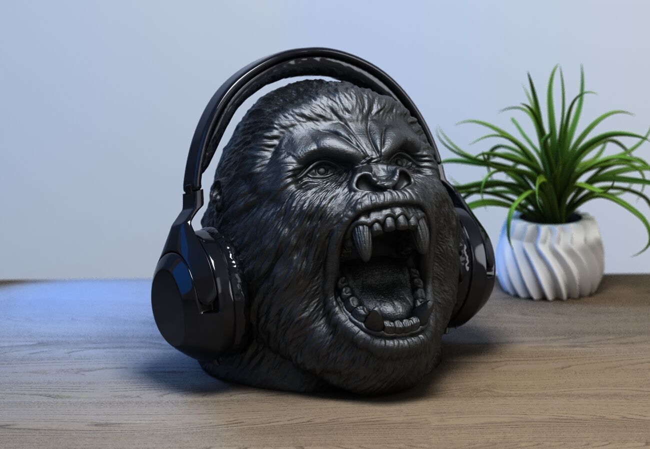 gorilla headphone stand Headset Stand Perfect Gamer  3D print model_5
