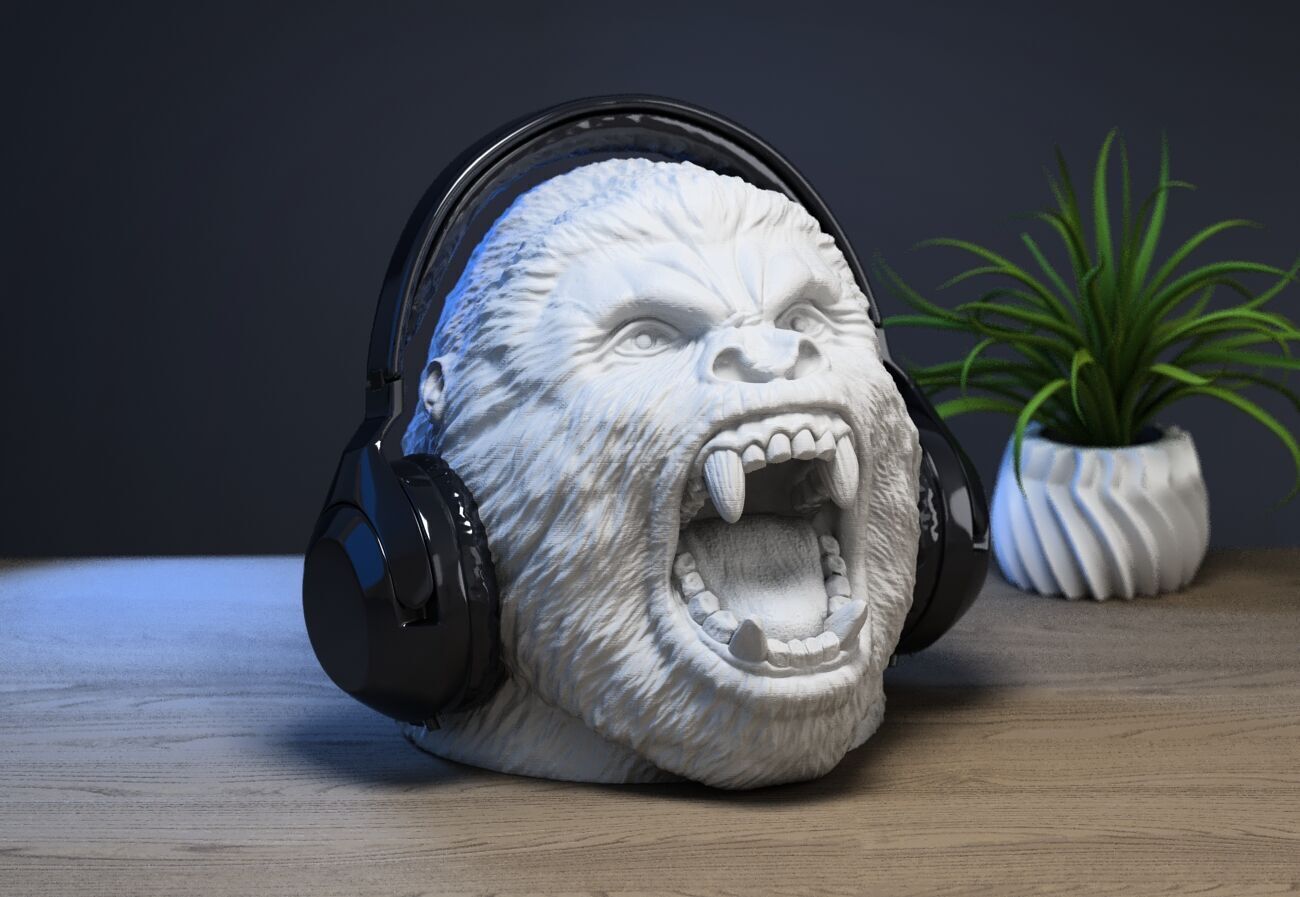 gorilla headphone stand Headset Stand Perfect Gamer  3D print model_2