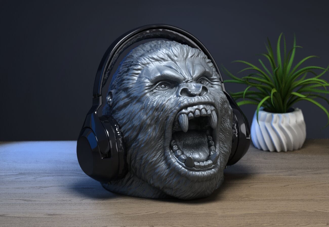 gorilla headphone stand Headset Stand Perfect Gamer  3D print model_1