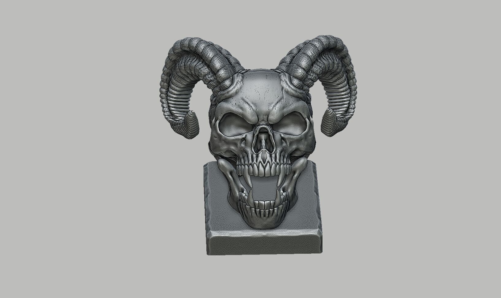 Skull scream horns Headphone Stand Cyborg Headset Stand 3D print model_12