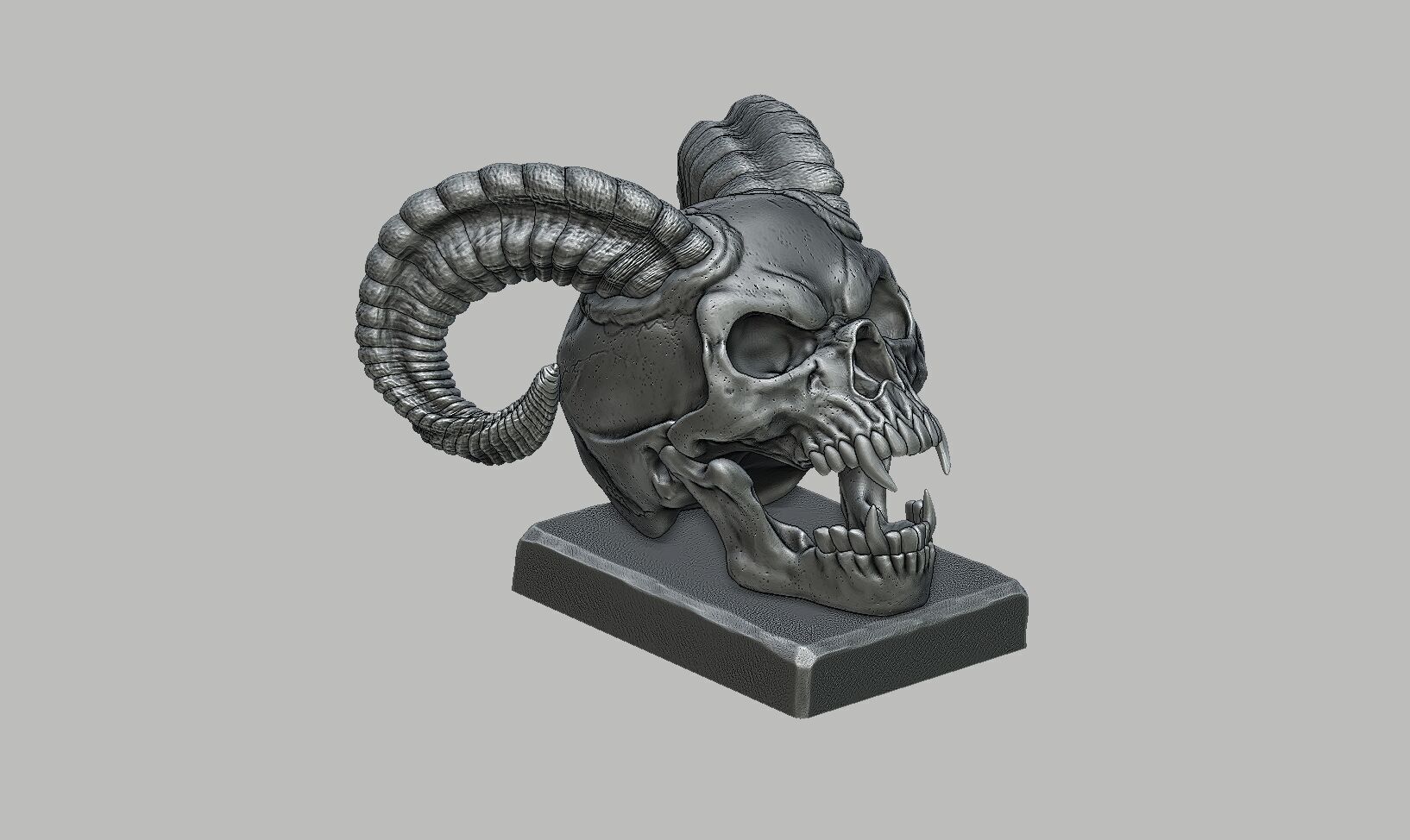 Skull scream horns Headphone Stand Cyborg Headset Stand 3D print model_7