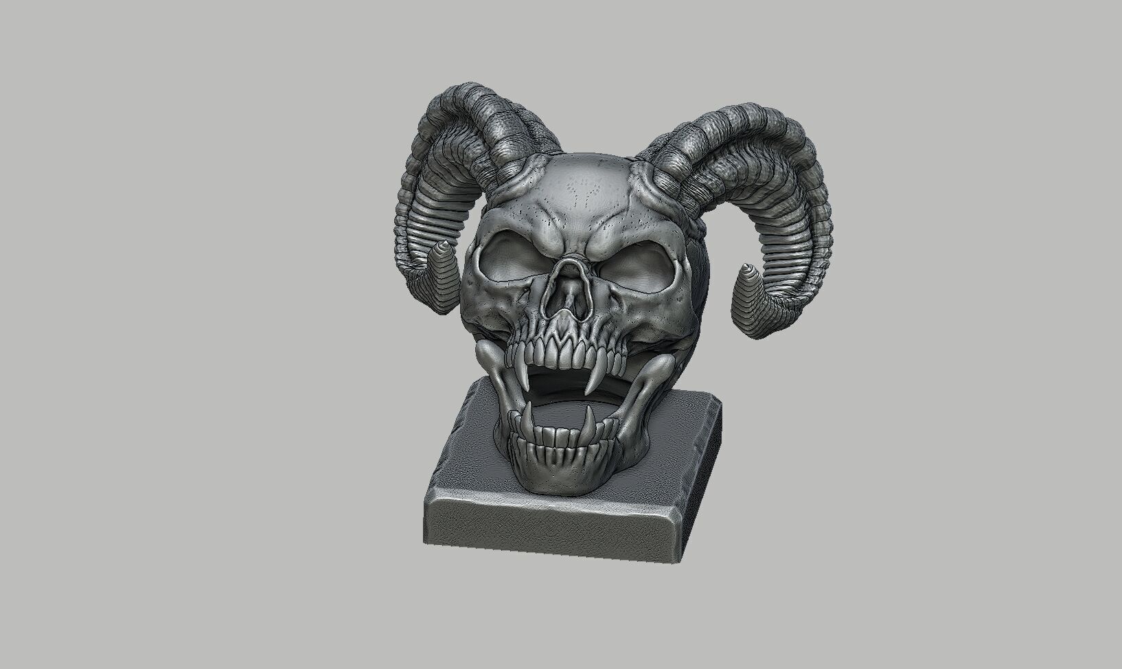 Skull scream horns Headphone Stand Cyborg Headset Stand 3D print model_11