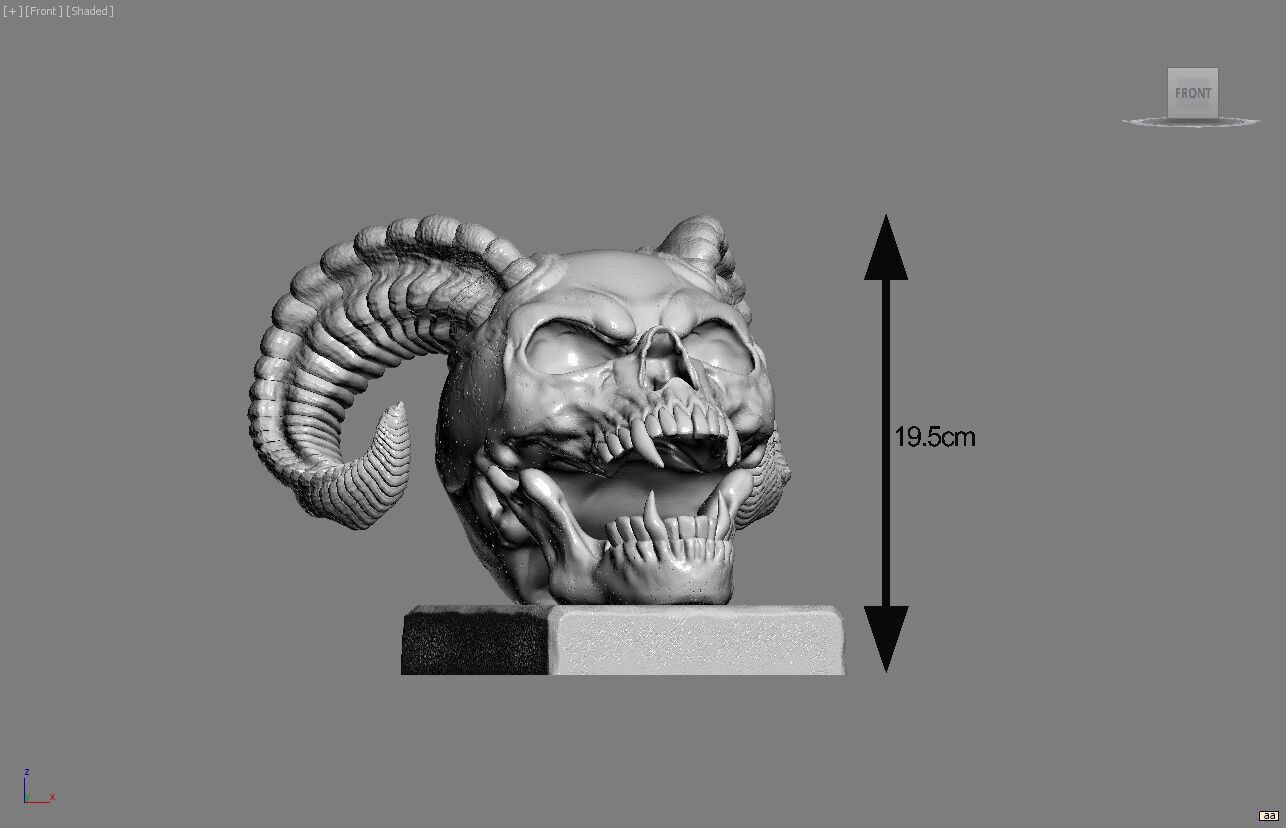 Skull scream horns Headphone Stand Cyborg Headset Stand 3D print model_6