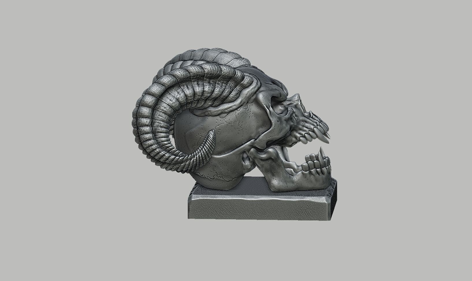 Skull scream horns Headphone Stand Cyborg Headset Stand 3D print model_8