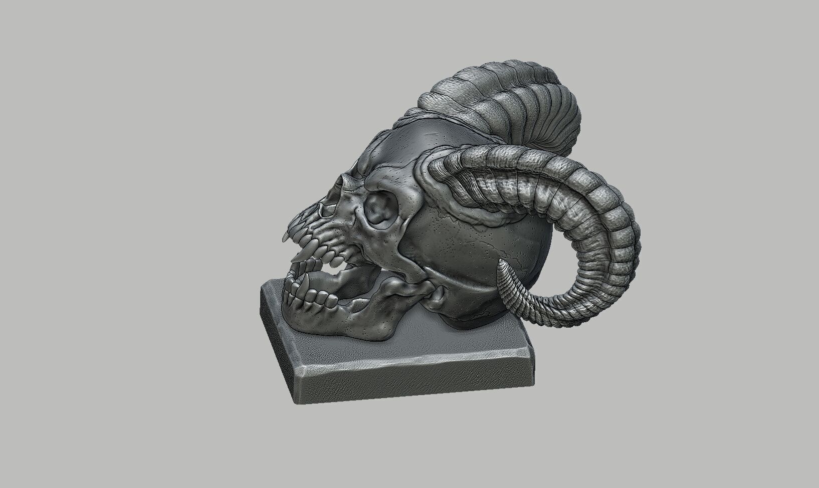 Skull scream horns Headphone Stand Cyborg Headset Stand 3D print model_10