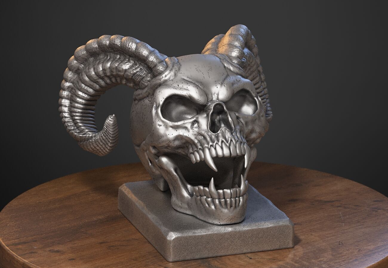 Skull scream horns Headphone Stand Cyborg Headset Stand 3D print model_1