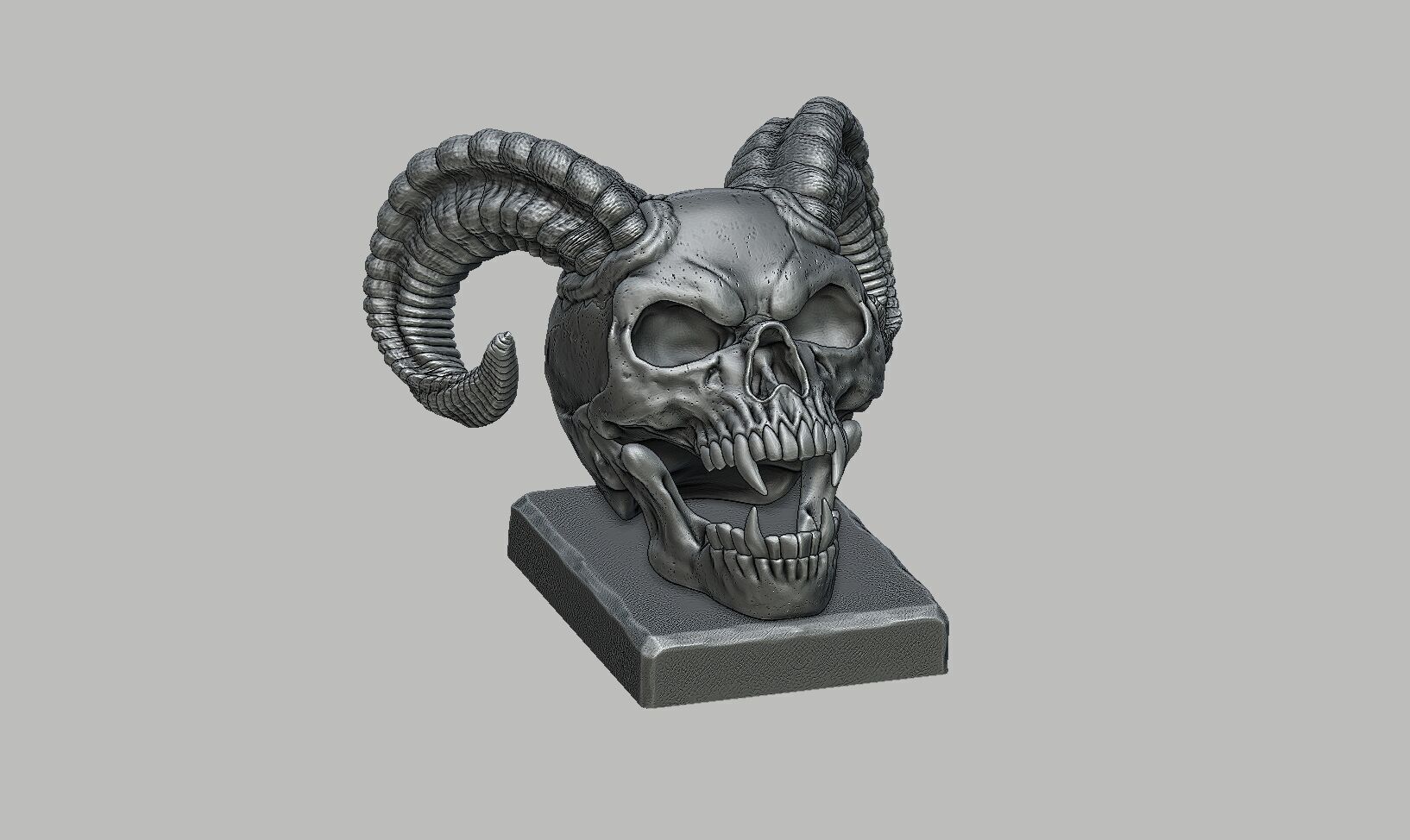 Skull scream horns Headphone Stand Cyborg Headset Stand 3D print model_4