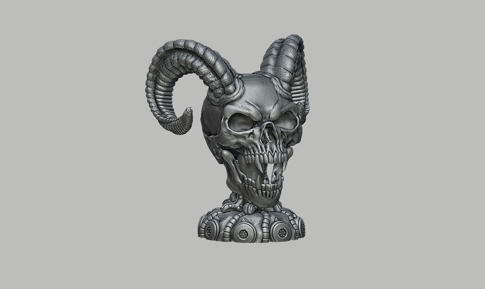 Skull wild scream robot bust Cyborg skull scream bust 3D print model_7