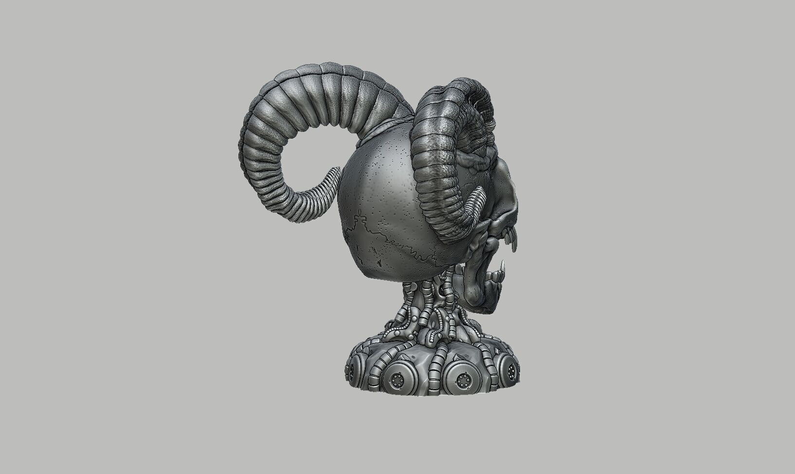 Skull wild scream robot bust Cyborg skull scream bust 3D print model_11