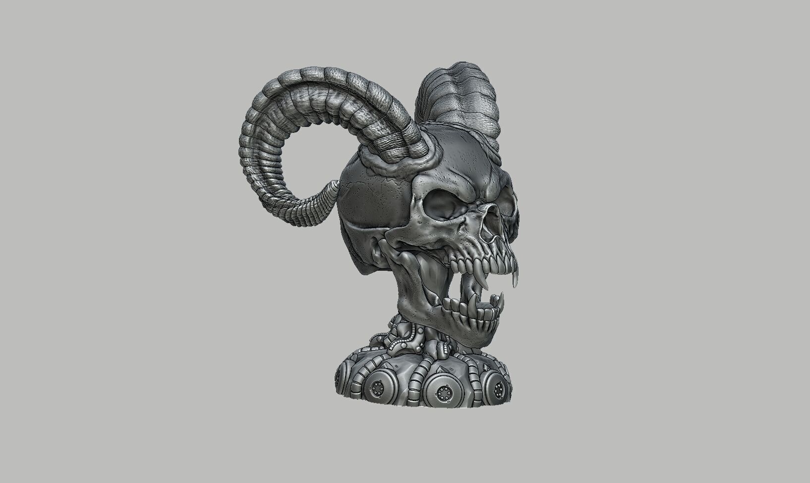 Skull wild scream robot bust Cyborg skull scream bust 3D print model_9