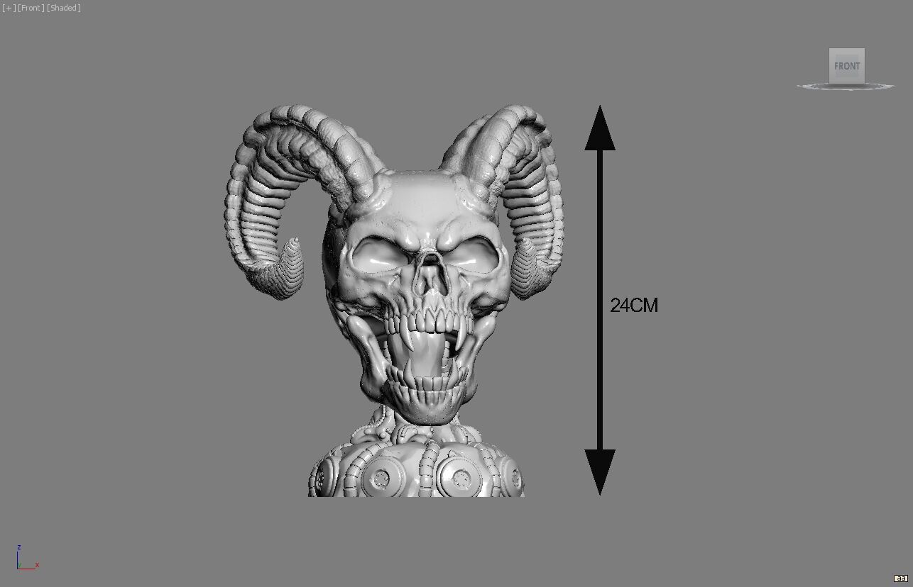 Skull wild scream robot bust Cyborg skull scream bust 3D print model_8