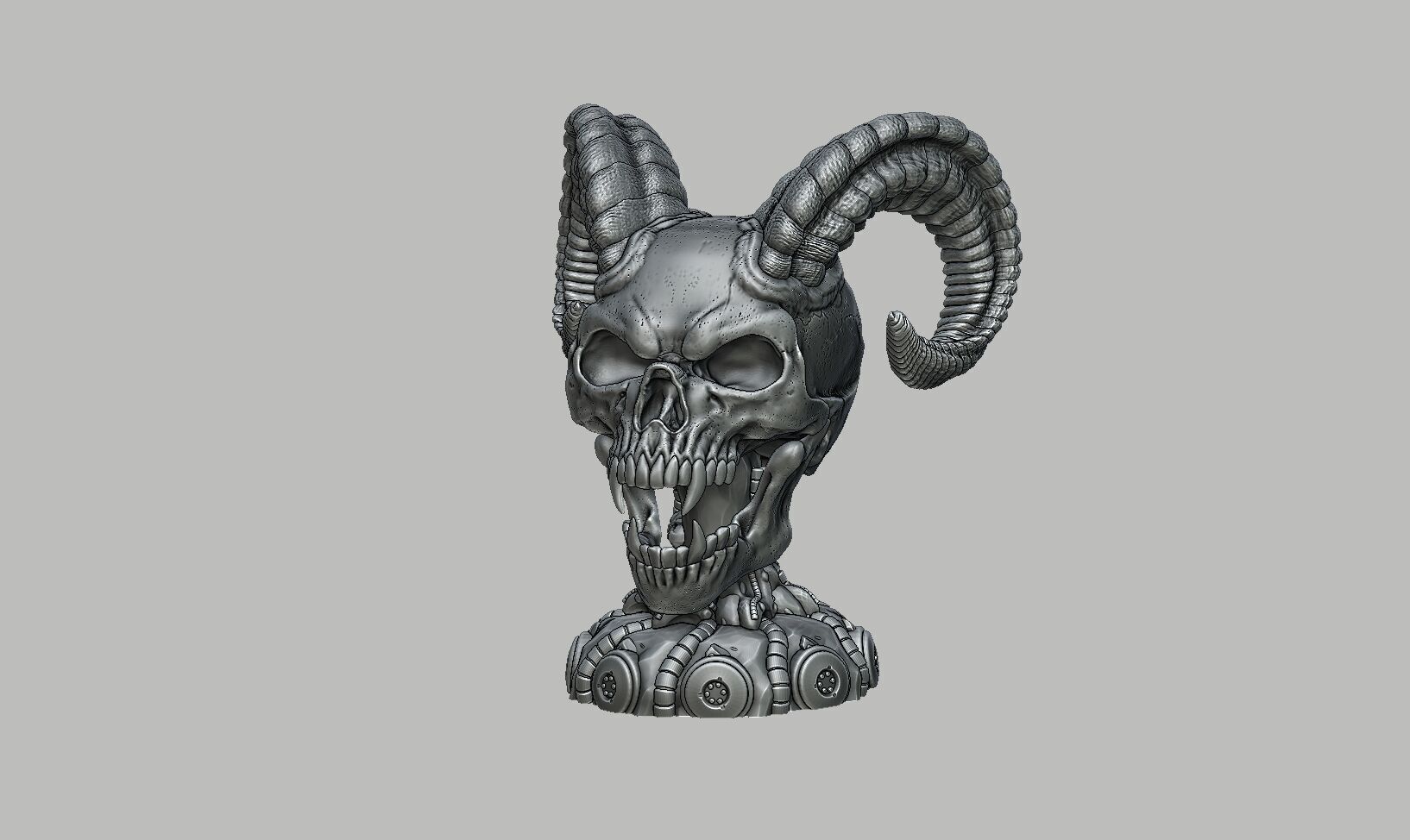 Skull wild scream robot bust Cyborg skull scream bust 3D print model_12