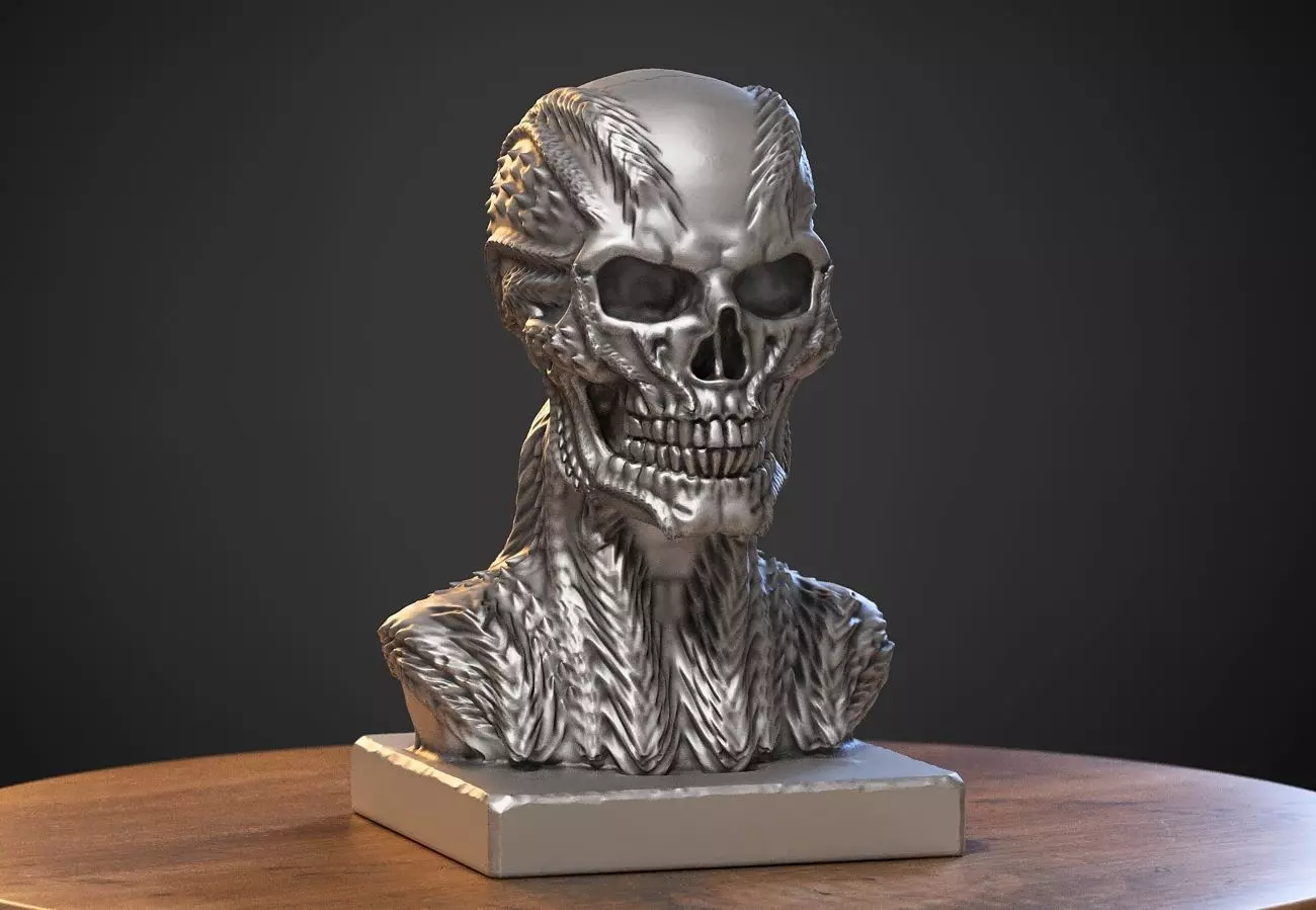 Robot Skull Headphone Stand  Cyborg Headset Stand 3D print model_0