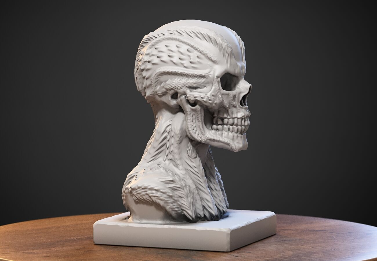 Robot Skull Headphone Stand  Cyborg Headset Stand 3D print model_2