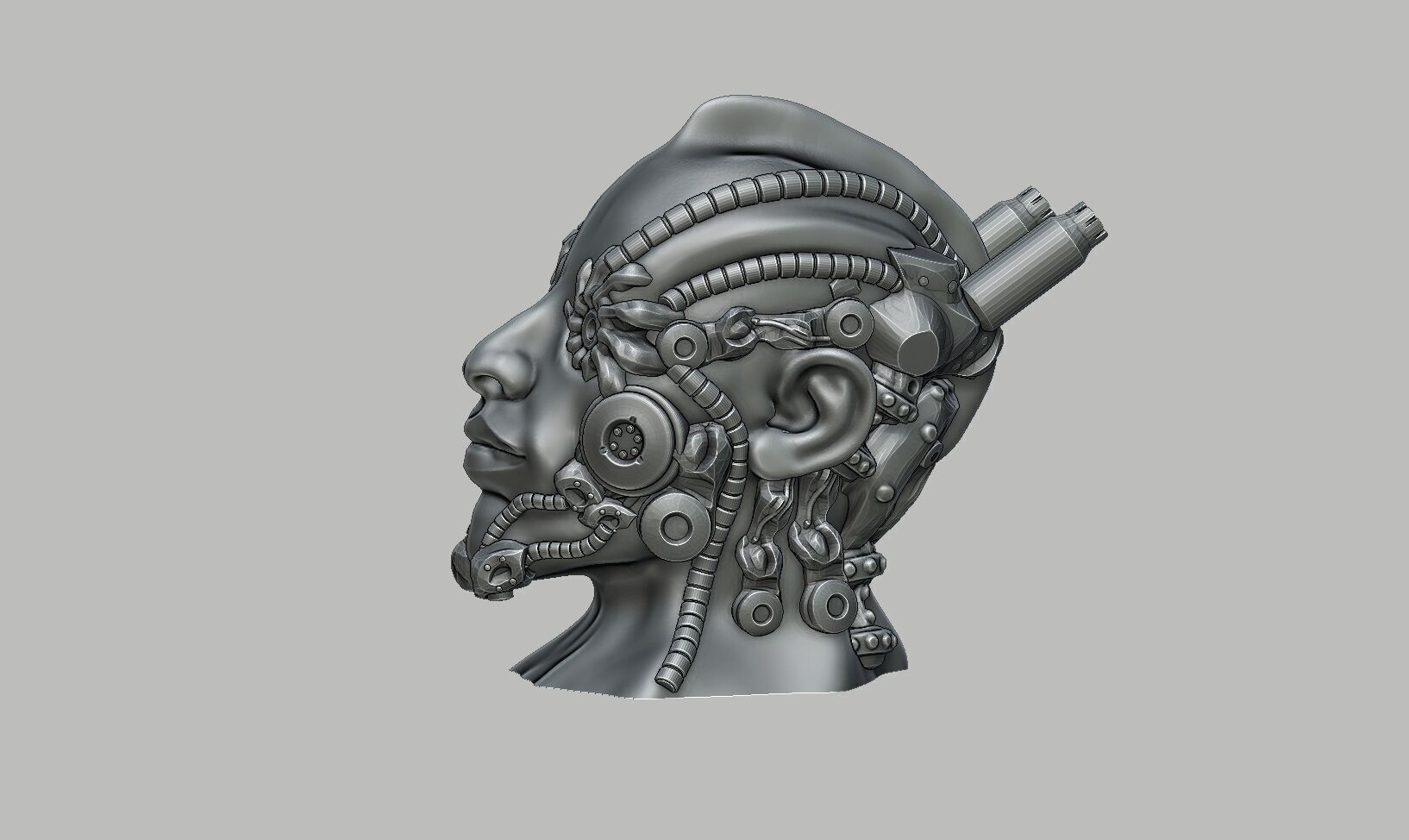 Robot human bust Headphone Stand Cyborg Robot human bust  3D print model_10